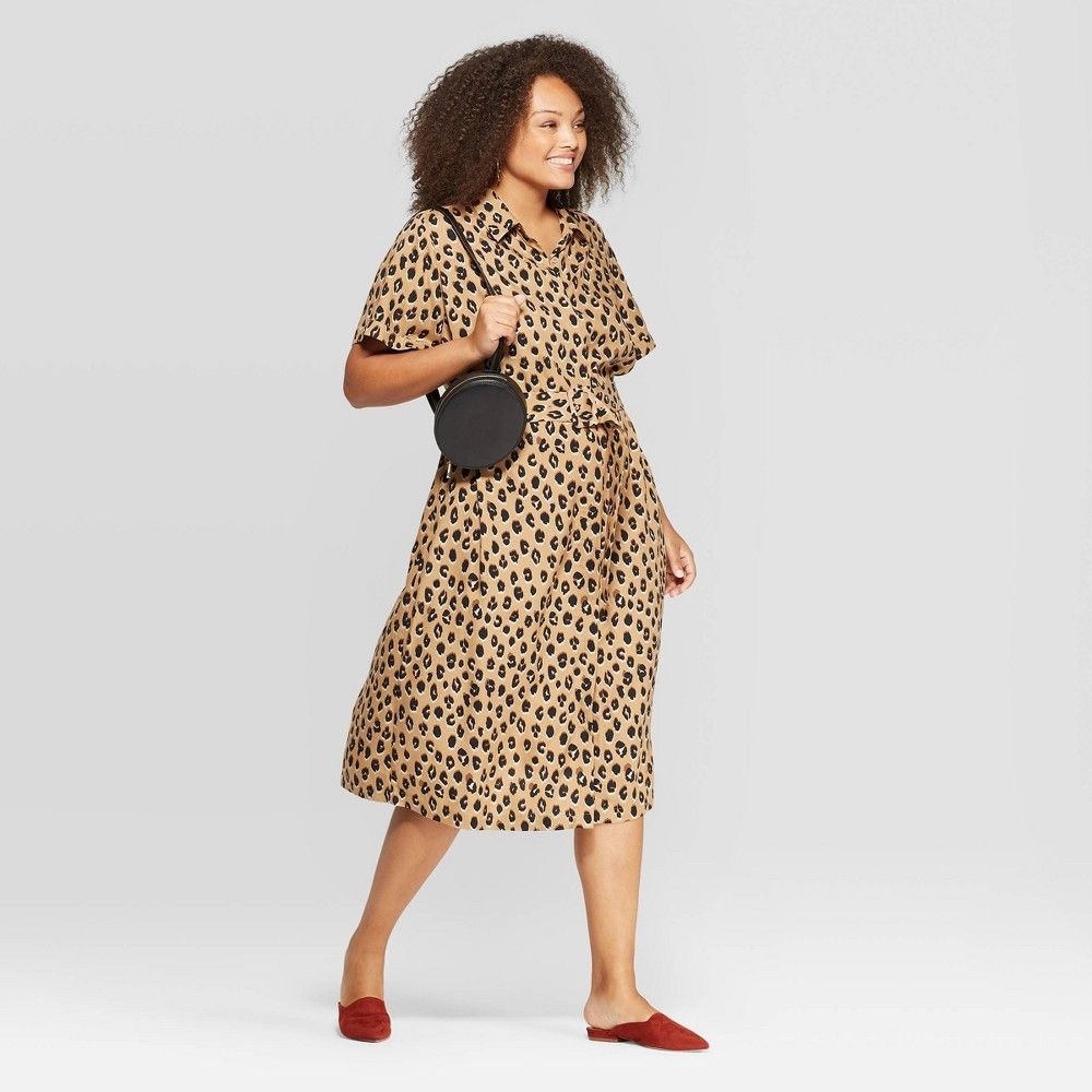 Cheetah Button Down Belted Dress